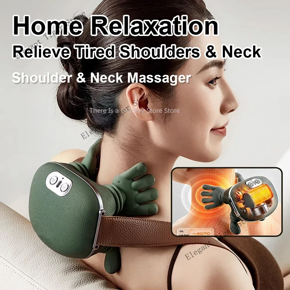 Bionische nek-schoudermassager Verwarmde rugmassagers Elektrisch kneden Spieren Massagekussen Nek Taille Been Lichaam ﻿ Modi op 3 niveaus