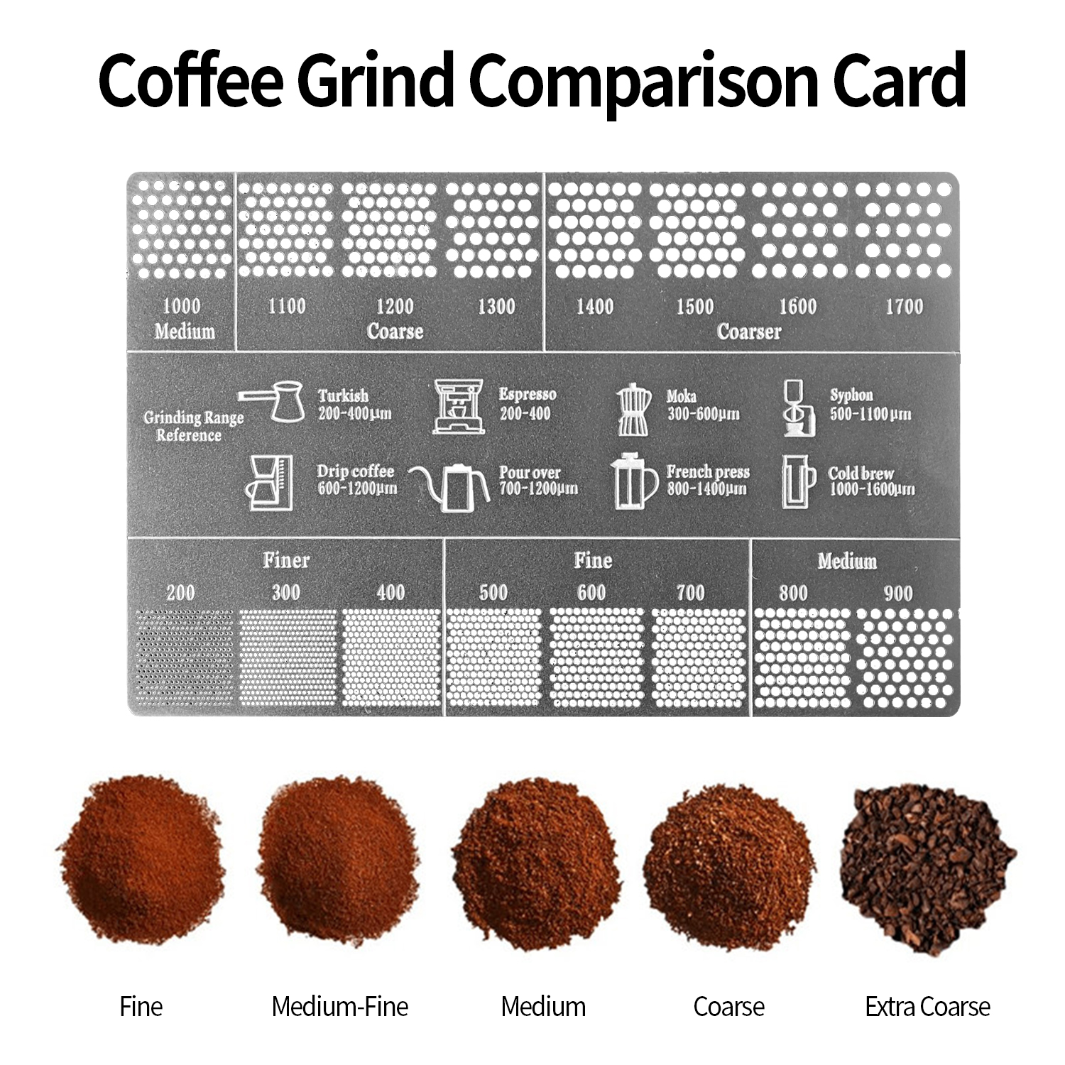 Cartão de Referência para Moagem de Café OANKR, 200-1700um, Bastão Medidor de Café em Aço Inoxidável 304, Ferramentas Profissionais, Acessórios para Café