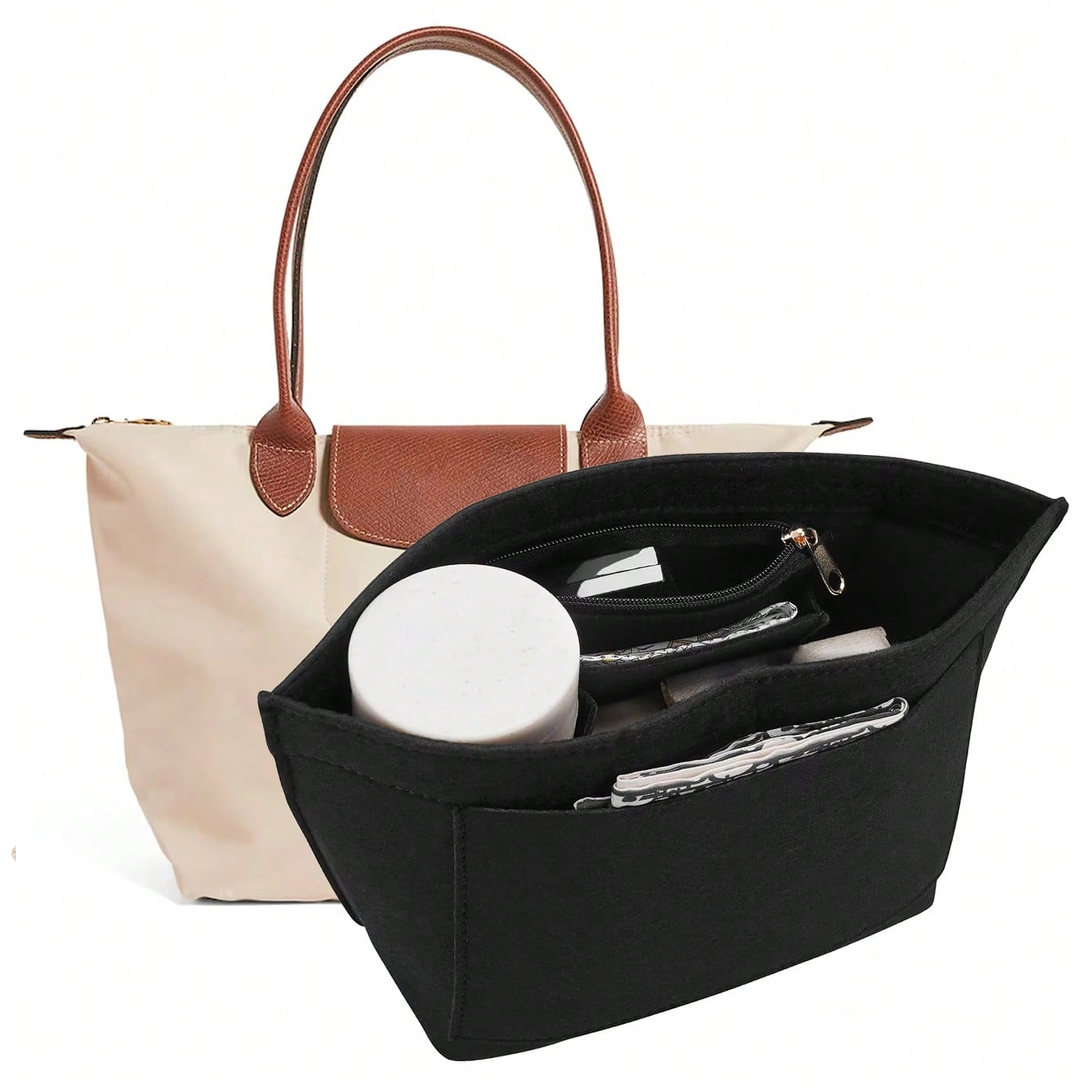 Inserto in feltro per borsa Longchamp, fodera in feltro, borsa porta trucchi, supporto da viaggio portatile, organizer per borsa, 4 misure