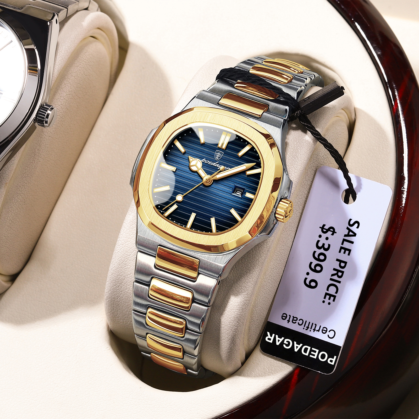 Poedagar relógio quadrado de luxo para mulher à prova dwaterproof água luminosa data senhoras relógio de aço inoxidável quartzo relógios femininos reloj