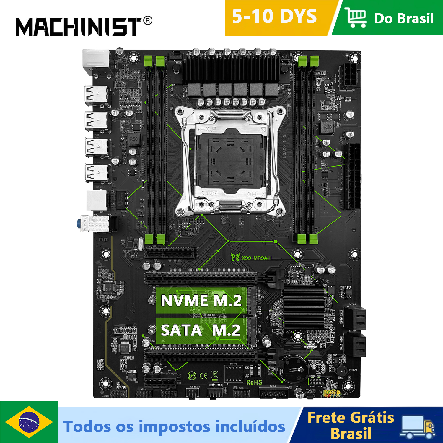 Płyta główna MACHINIST X99 MR9A-H ATX Obsługa LGA 2011-3 Procesor Xeon E5 V3 V4 CPU Pamięć RAM DDR4 ATX NVME/SATA M.2