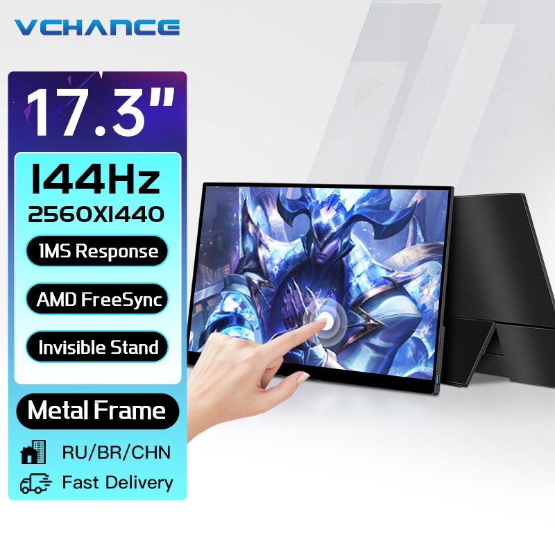 17.3 Polegada 2k 144hz monitor portátil 2560x1440p touchscreen 1ms 144 hz alta taxa de atualização freesync ripstop expandir tela de jogos