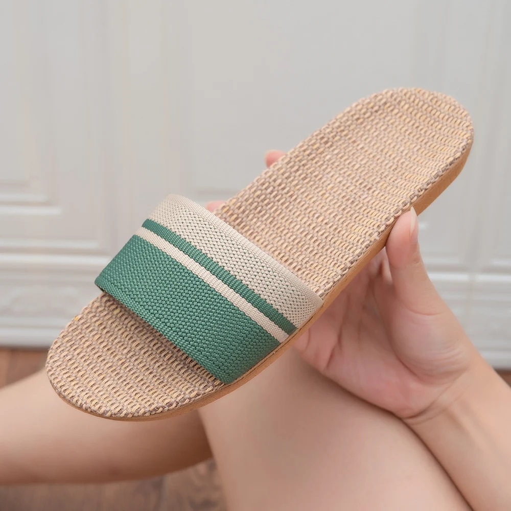Zomer Dames Slippers Antislip Thuis Slippers Lichtgewicht Schoenen Dames Indoor Linnen Slippers Zachte Schoenen