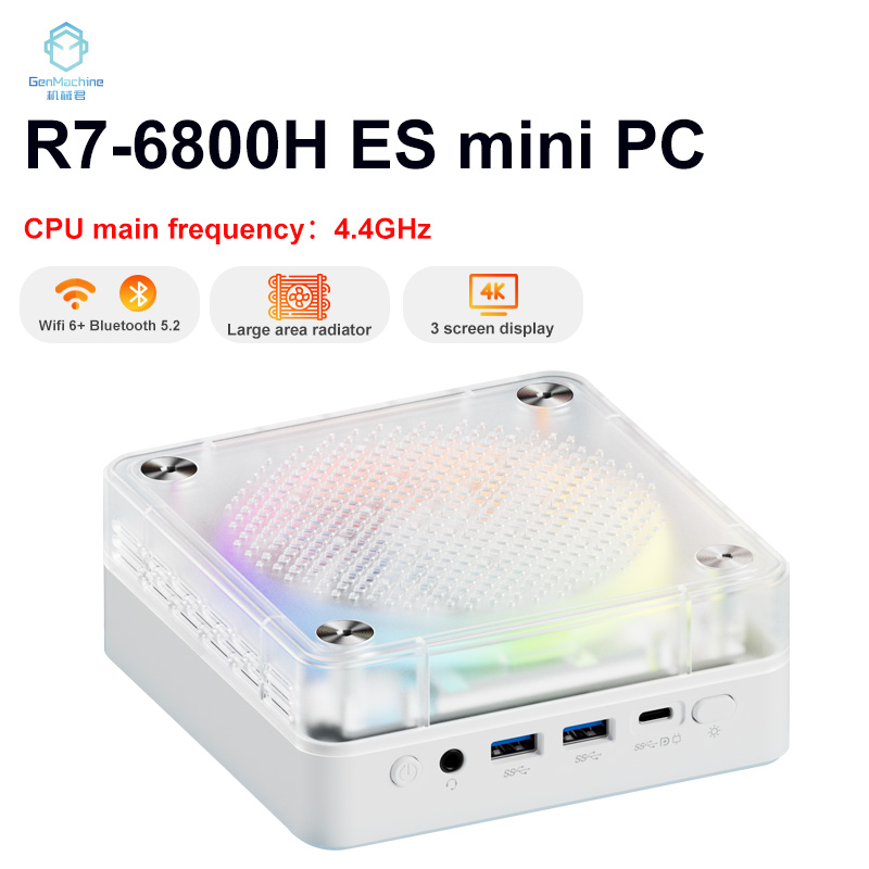 Genmachine AMD R7 Ryzen 7 6800H R9 6900HX Mini PC Windows 11 WiFi 6 PC da gioco DDR5 4800 MHz M.2 Display Supporto computer 4K