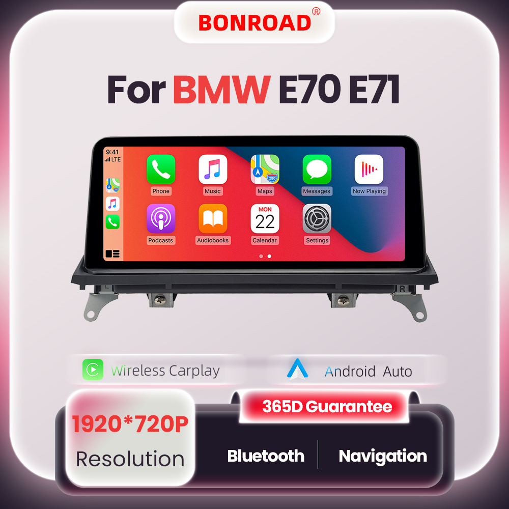 BONROAD Autoradio Senza Fili Carplay Android auto Per BMW X5 E70 X6 E71 CCC CIC Bluetooth Specchio Collegamento di Navigazione GPS Touch Screen