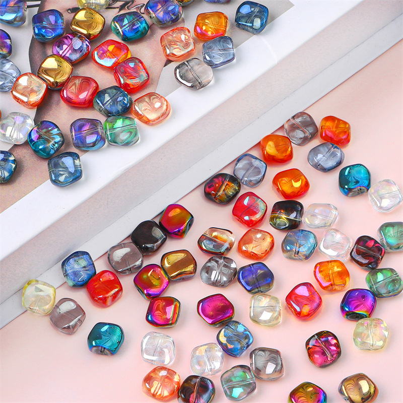 20 piezas de cuentas de vidrio brillantes AB corrugadas de 11mm para pulsera DIY, accesorios, pendientes, suministros de joyería, cuentas de cristal irregulares