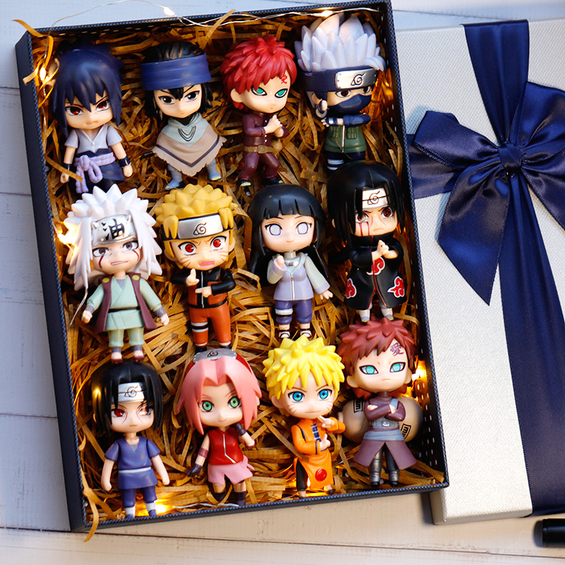 12pcs/set Figur Anime Naruto Shippuden Hinata Sasuke Itachi Kakashi Gaara Versi Q PVC Mainan Boneka Hadiah Anak