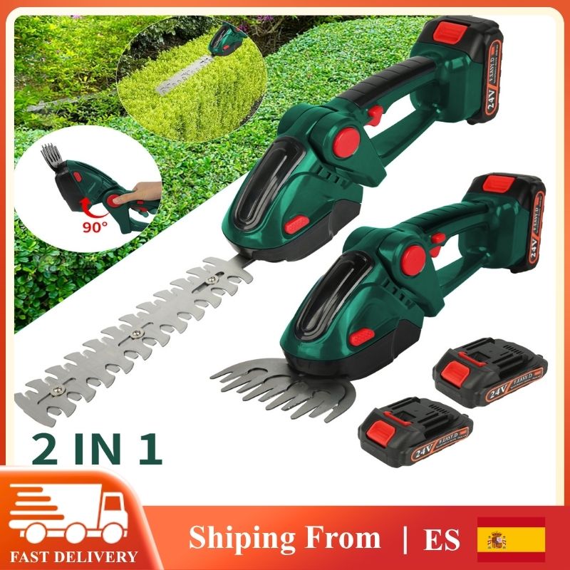Tagliasiepi Elettrico Senza Fili 2 in 1 Ricaricabile con Lama SK5 per Giardino, Prato, Bordi e Potatura di Arbusti
