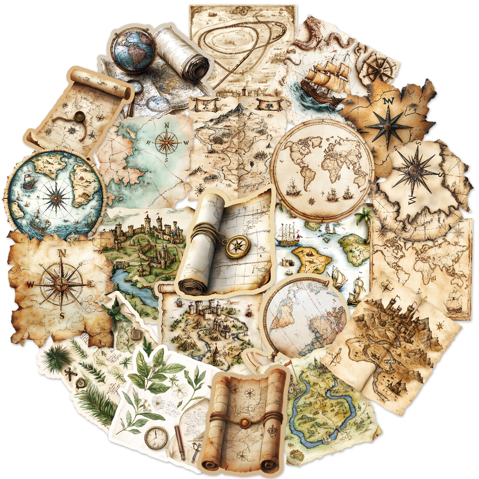 Autocollants de voyage carte du monde Vintage, 50 pièces, Graffiti, décoration pour Journal indésirable, Scrapbooking, bouteille d'eau, téléphone, guitare
