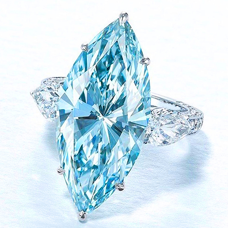 Huitan Eenvoudige Sky Blue Marquise Stone Ringen Voor Vrouwen Exquisite Wedding Party Finger Accessoires Eeuwigheid Sieraden Drop Shipping