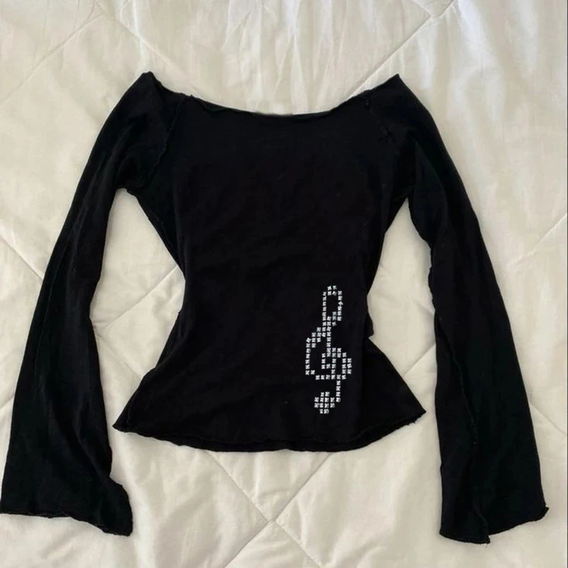 Modny top w stylu Harajuku z nadrukiem cegieł, T-shirt z wzorem, T-shirt w stylu y2k, moda uliczna dla kobiet, emo girl