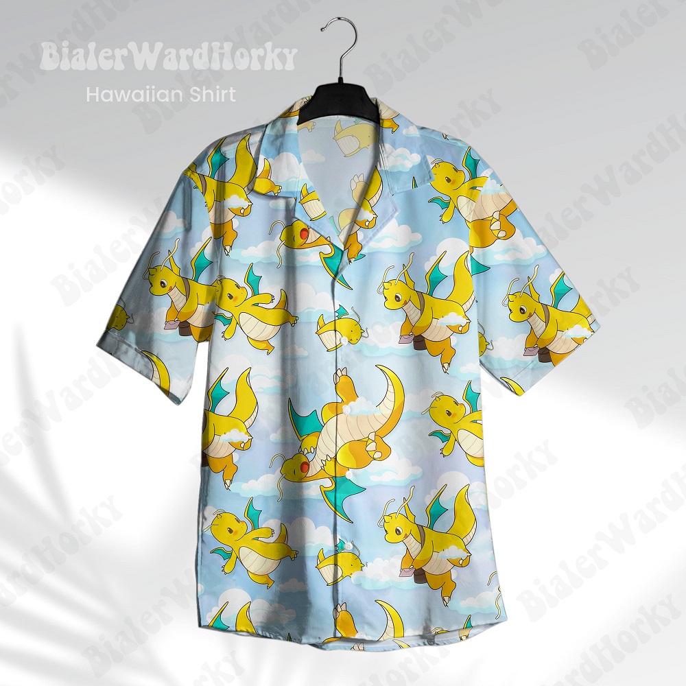 Hawaiian Summer Cute Cartoon Printed Shirts For Mens Short Sleeve Shirts Oversized Short-Sleeved Hip Hop Streetwear Men's Tops