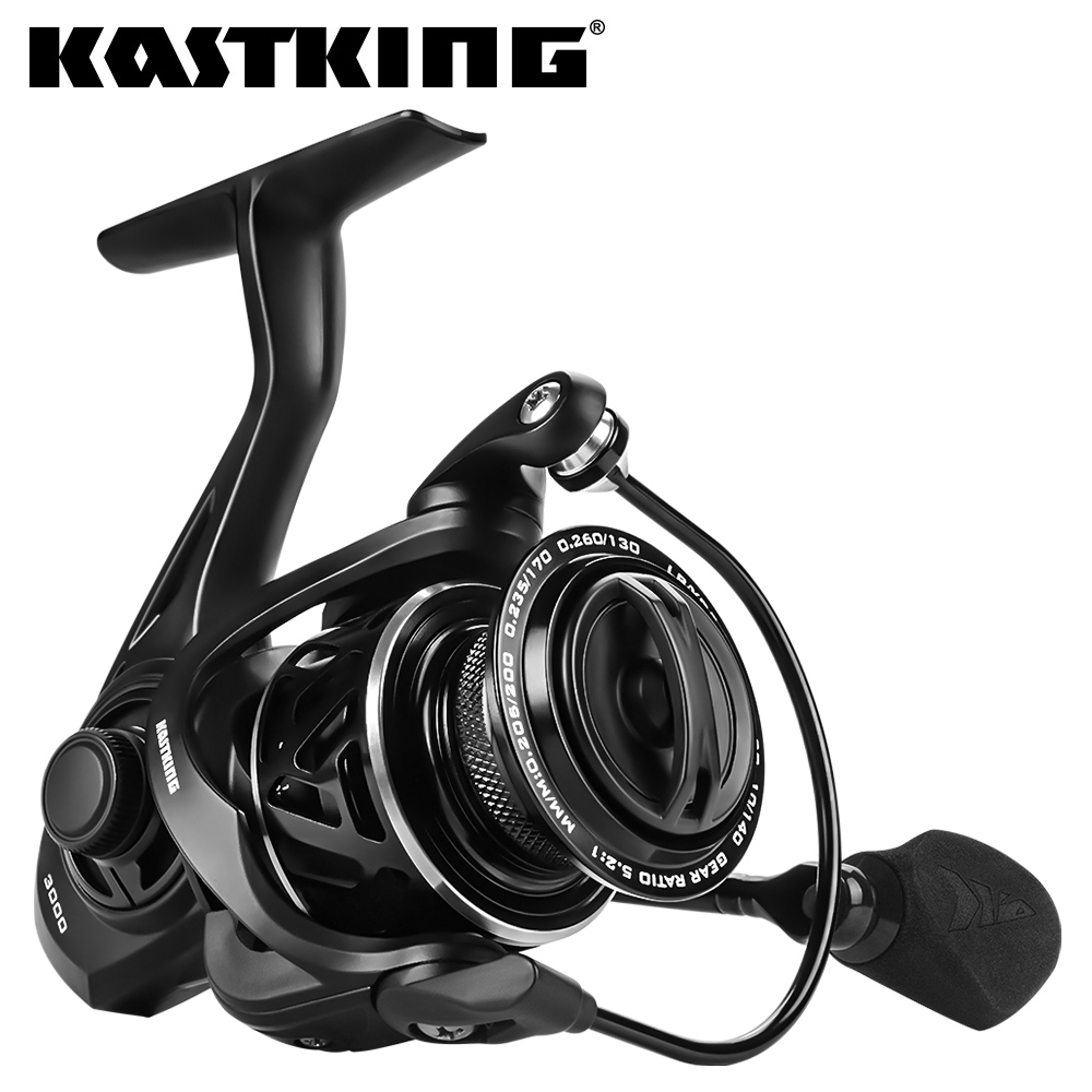 KastKing Moulinet Léger Zephyr pour la Pêche, Fibre de Carbone, Roulement à Billes, Accessoire de Spinning, Idéal pour Eaux Salées, Pêcher le Bar, Soutient Jusqu'à 10 kg, 7 plus 1