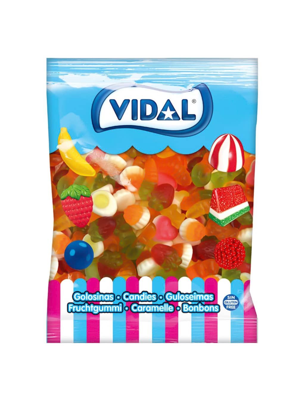 Lividal-Food Mix Treats in Mini Size, 1 kg Bag, Delicioso Variedade de Gomas Você pode desfrutar de tais sabores, morango, laranja, limão, tutti Desfrute de frutas, ursos, amoras, garrafas, ovos fritos
