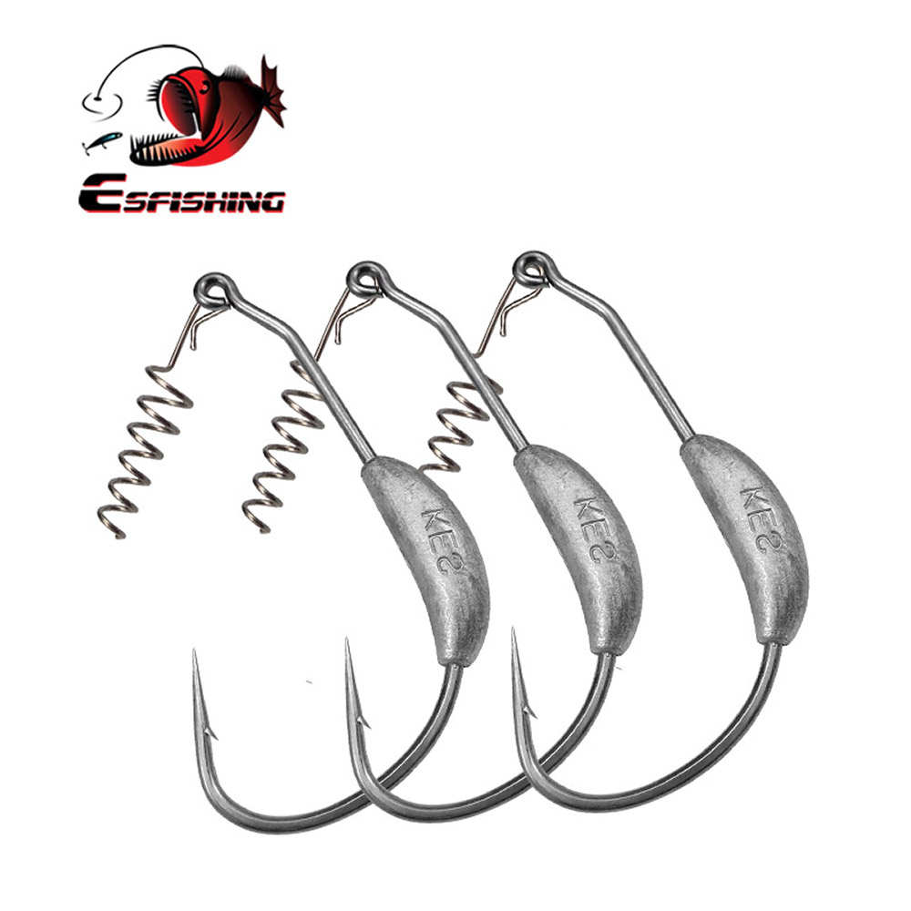 Рыболовные крючки ESFISHING, 5 шт., 3.5г, 10г, 14г, 26г, из высокоуглеродистой стали, с широким изгибом, офсетные, джиг-головки, мягкие приманки для щуки