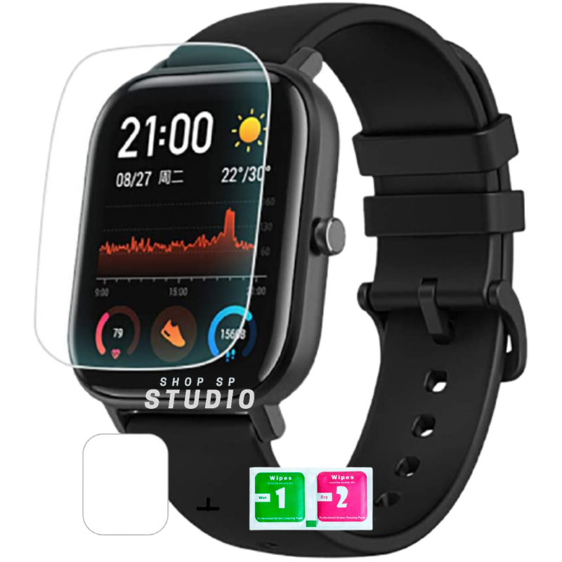 Película Proteção TPU Gel Smartwatch Xiaomi Amazfit GTS, GTS 2, GTS 2e Colmi P8, A1, C/ 2 Unidades