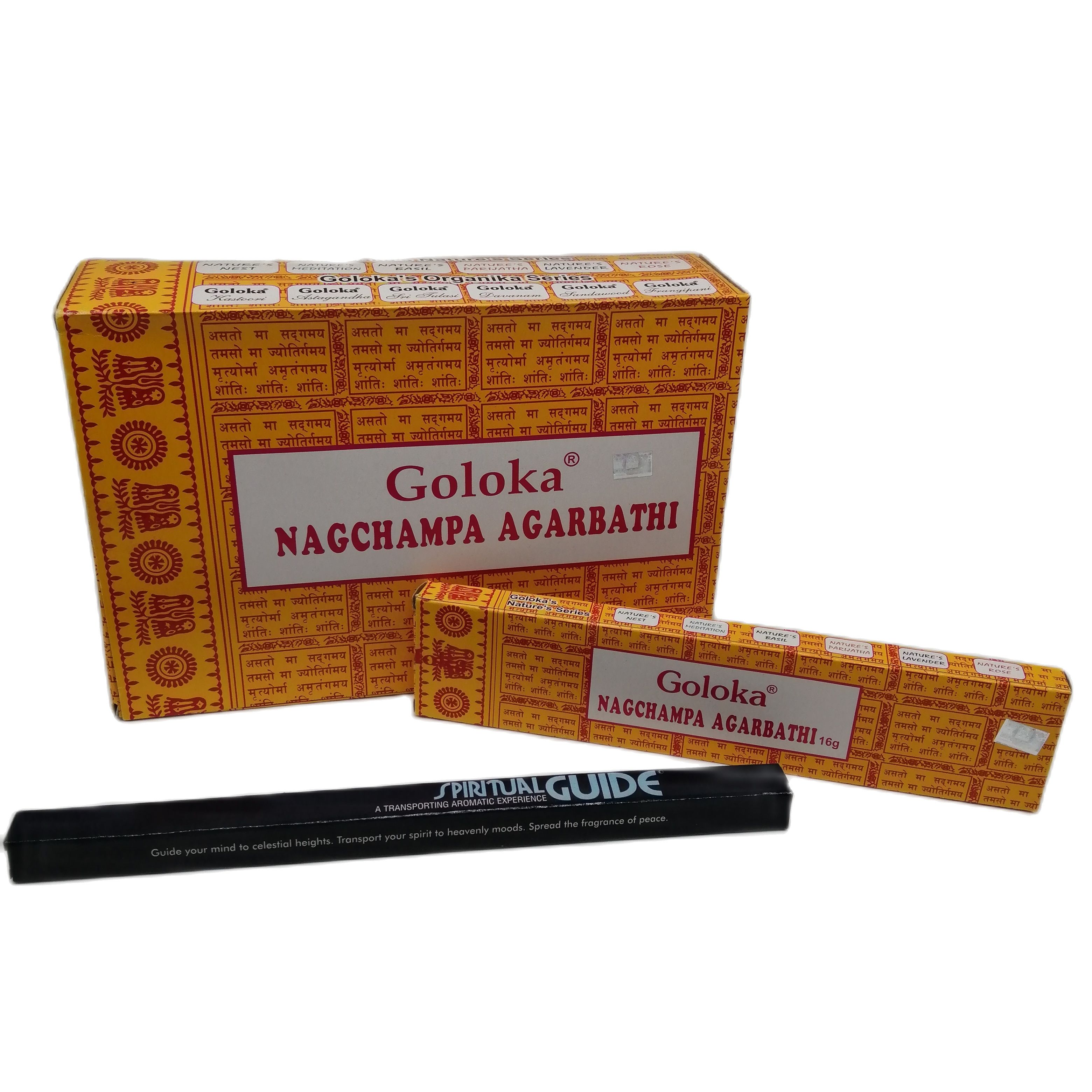Goloka  Nag Champa 180 gramos + incienso Spiritual Guide de regalo Yoga Hecho a mano Meditación