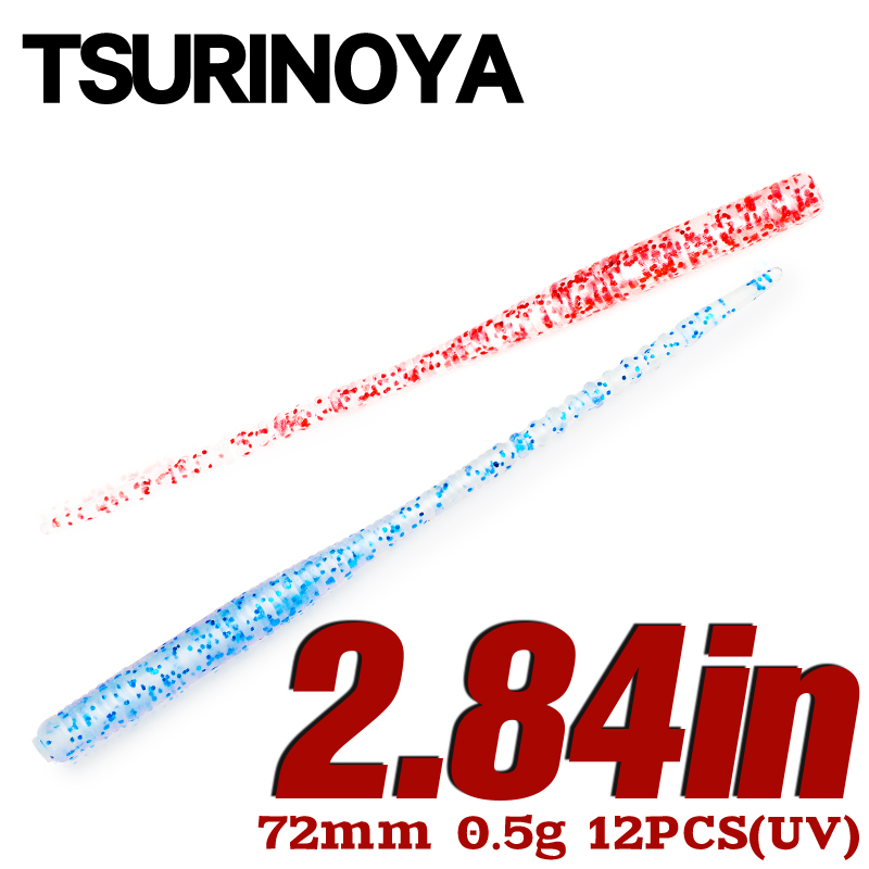 TSURINOYA Ajing Weiche Angeln Locken LURKER 72mm 0,5g 12PCS Rockfish Wurm Köder UV Glow Weichen Jig Locken wobber Wurm Künstliche Köder