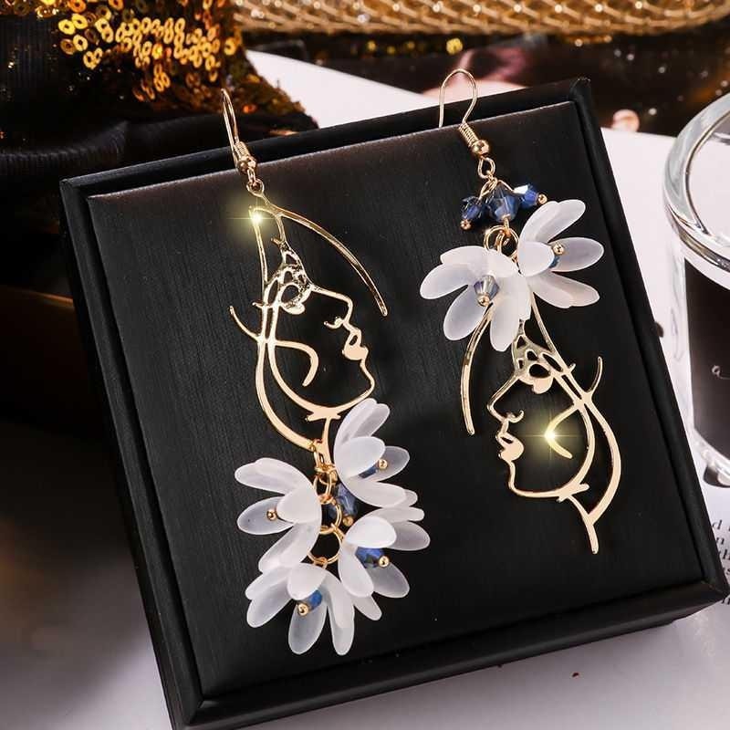 Nowy kwiat Bohemia wiszące kolczyki moda damska długi frędzel Rhinestone kwiaty kolczyk kobieta wesele biżuteria na prezent