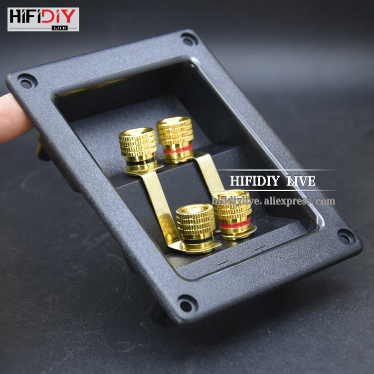 HIFIDIY LIVE Kotak Terminal Speaker 4 Terminal Tembaga (Lubang Pemasangan 94x74mm) Konektor Kabel / Kotak Sambungan Speaker