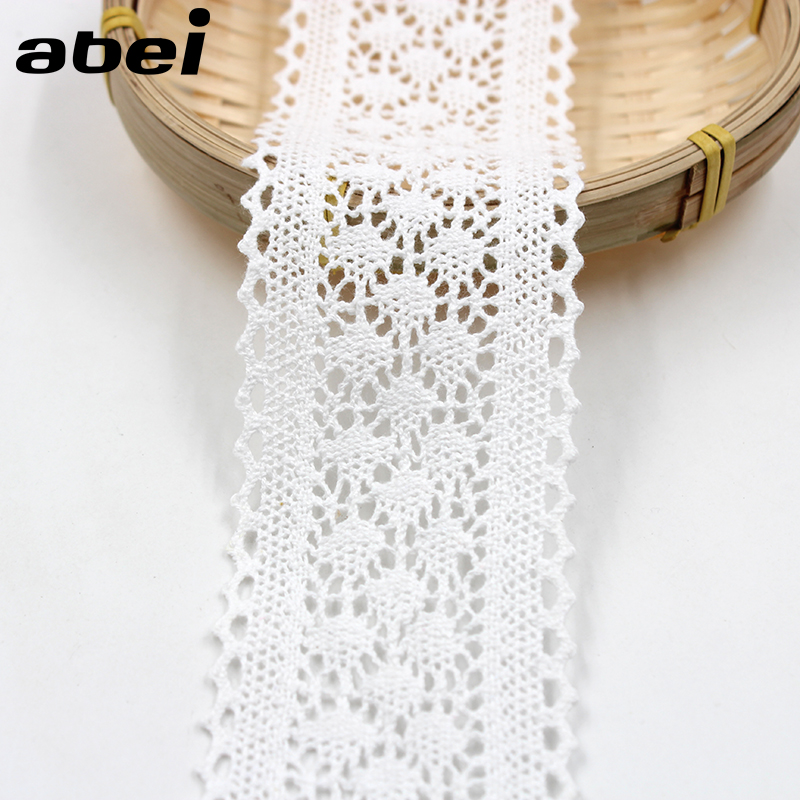 5Yards 5-6cm di larghezza bianco Beige nero nastro di pizzo di cotone fai da te pizzo fatto a mano trim accessori per l'abbigliamento