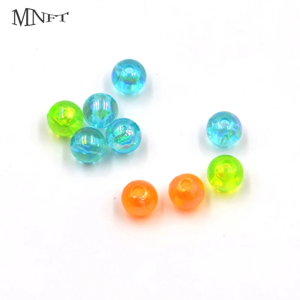 Mnft 100pcs 5 Farbe runde ab Perlen Fliegen binden Angel material Rigs machen hart schwimmende Angel perlen Durchmesser Größe 6mm