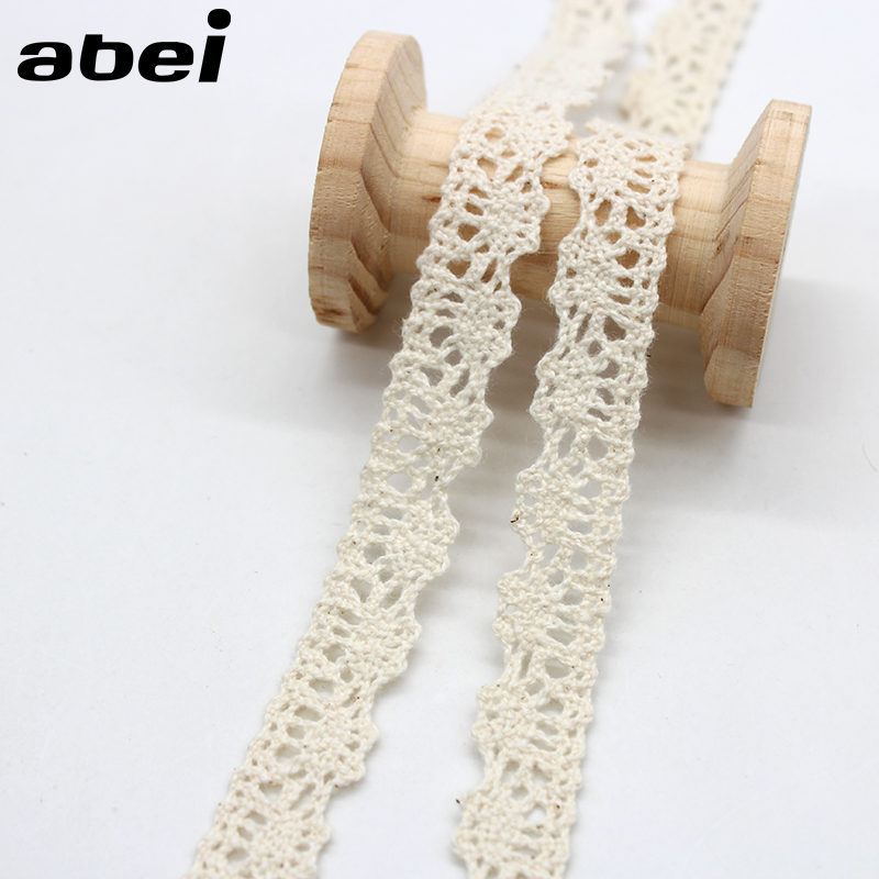 10yards/Lot 1.3cm Embroidered Cotton Lace Trims Beige Ribbon Curtain Sweater Tablecover Fabric Edge Wrap Garment Accessories