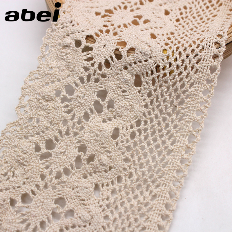 9.5 cm 1 yard Katoen Kant Lint Beige lace versieringen Hometexile Sofa Doek Apparel Jurk Wrap Versiering DIY Handgemaakte Patchwork