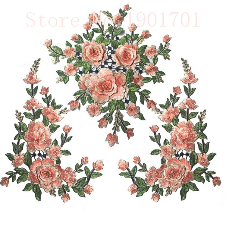Patchs de broderie de fleurs de pivoine, fer sur appliques à coudre, artisanat, réparation de couture brodée
