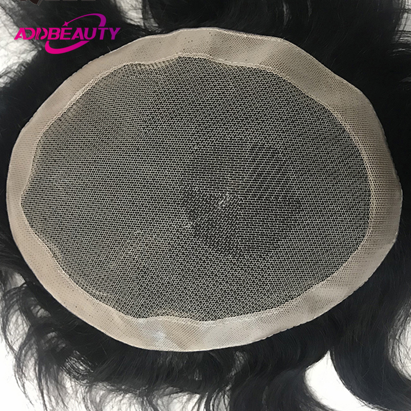 ผู้ชาย Toupee ลูกไม้ NPU วิกผมมนุษย์มนุษย์อินเดียระบบชาย Hairpiece Natural Wave Pre-Plucked Hairline กับผมสีเทา