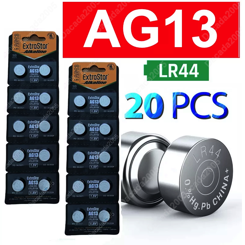 Dacada2005 |   20 LR44-Batterien |   AG13 |   LR44 Batterie |   LR44 Batterie |   LR44 Knopfbatterien |   Uhren Sie die Batterie |   Batterietaste |   Batterie für Uhrenbatterien