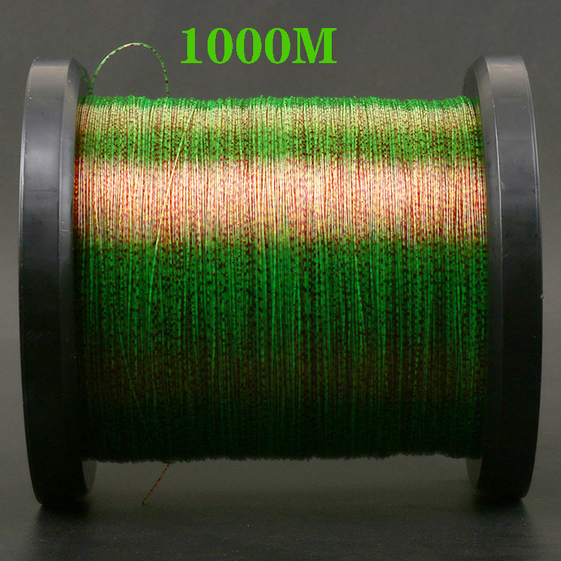 Lenza da pesca mimetica maculata 1000M 3D Super resistente monofilamento rivestito in fluorocarbonio Lavello in nylon per acqua salata