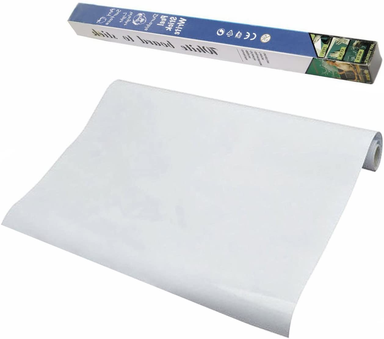 Rouleau de tableau blanc auto-adhésif 60x200cm autocollant mural 45x150cm stylo d'écriture en vinyle Vileda effaçable pour bureau, enfants, école, cours...