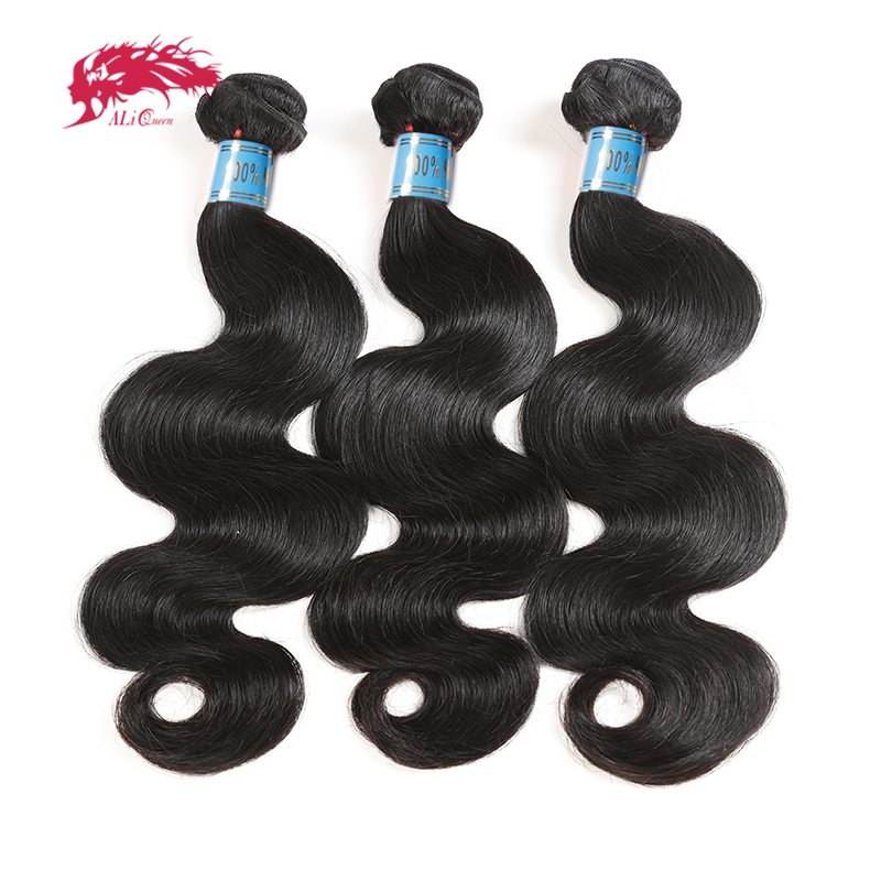 Ali Queen Hair Peruvian Body Wave ดิบ Virgin Human Hair Bundles 8 "-28" ธรรมชาติสี 3/4pcs Double Drawn Human Hair Extensions
