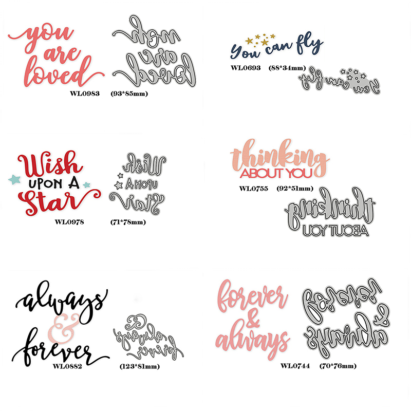 2022 New Arrival Metal Love Mrs Word Letter Wykrojniki do scrapbookingu Zwroty Forever Greeting Card Making Stencils