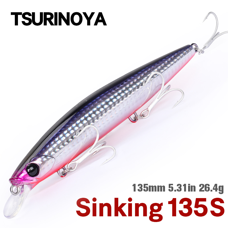 TSURINOYA 135 mm 26,4 g Ultra Long Casting 135S Salzwasser sinkende Minnow BAYONET Tungaten Gewicht Angelköder Seebarsch harter Köder